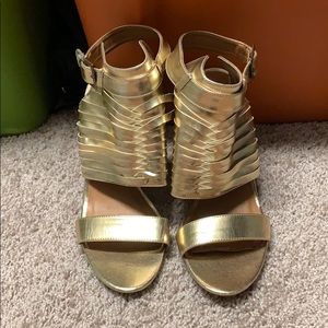 Gold Open Toed Wedge Heels